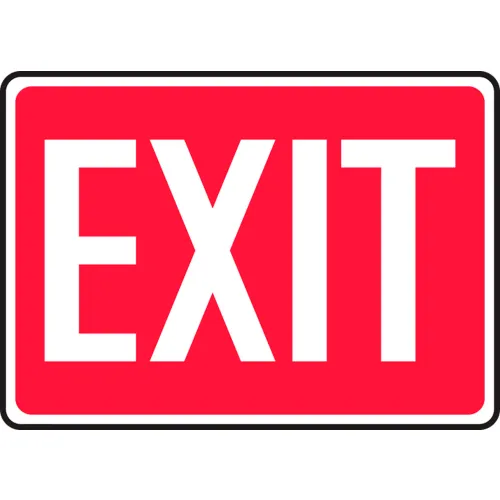 AccuformNMC™ Safety Sign, Exit, 7" x 10", Aluminum, White Text/Red Background