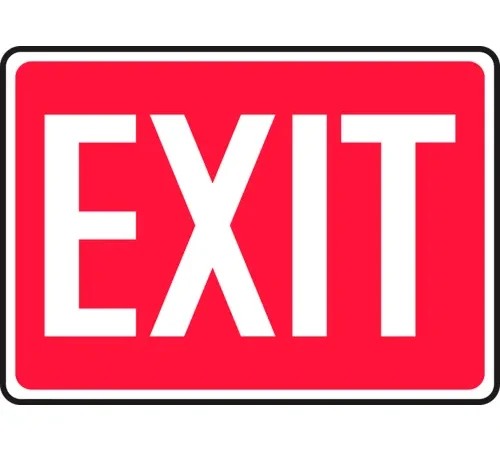 AccuformNMC™ Safety Sign, Exit, 7" x 10", Adhesive Poly, White Text/Red Background
