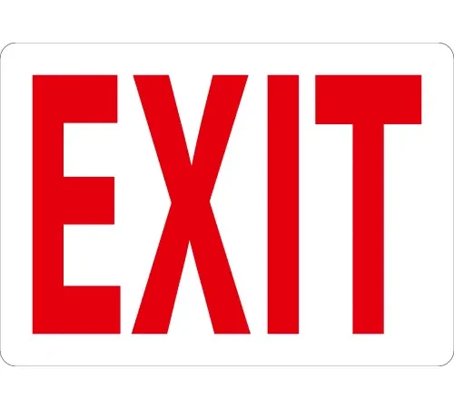 AccuformNMC™ Safety Sign, Exit, 10" x 14", Aluminum, Red Text/White Background
