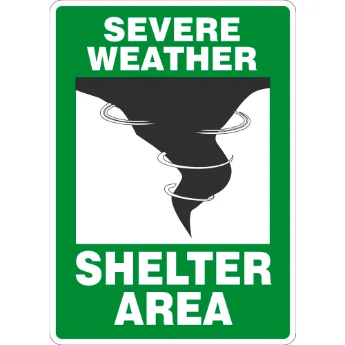 AccuformNMC™ Safety Sign, Severe Weather Shelter Area, 14" x 10", Aluminum