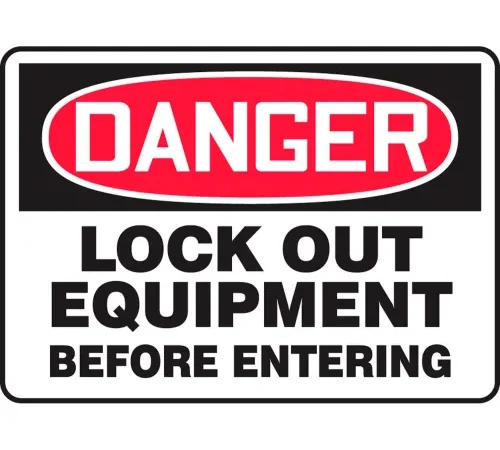 Accuform MLKT106VS Danger Sign, Lockout Equipment Before Entering, 10"W x 7"H, Adhesive Vinyl