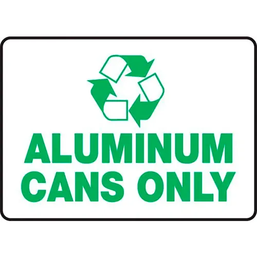 AccuformNMC™ Aluminum Cans Only Label w/ Recycle Sign, Aluminum, 5" x 7"