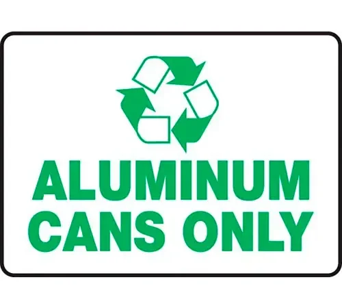 AccuformNMC™ Aluminum Cans Only Label w/ Recycle Sign, Aluminum, 10" x 14"