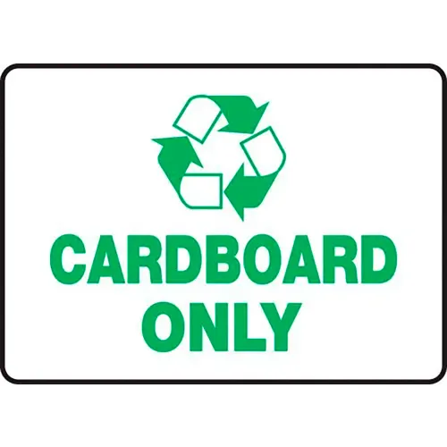 AccuformNMC™ Cardboard Only Label w/ Recycle Sign, Adhesive Vinyl, 10" x 14"