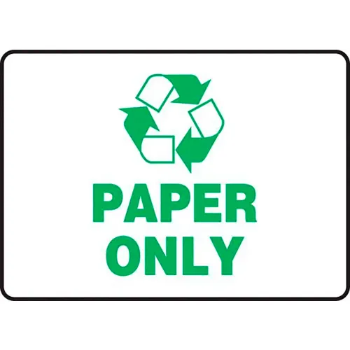 AccuformNMC™ Paper Only Label w/ Recycle Sign, Aluminum, 7" x 10"