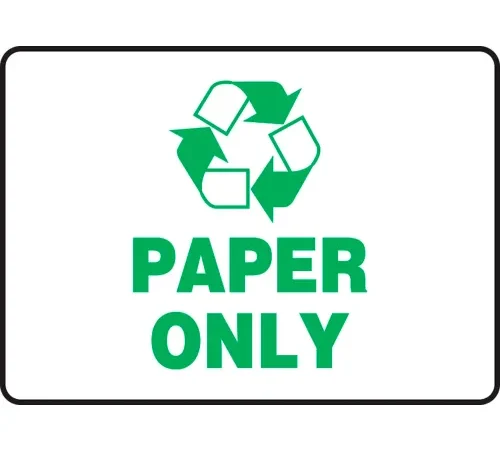 AccuformNMC" Paper Only Label w/ Recycle Sign, Plastic, 7" x 10"