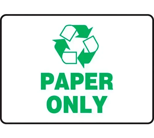 AccuformNMC™ Paper Only Label w/ Recycle Sign, Adhesive Vinyl, 10" x 14"