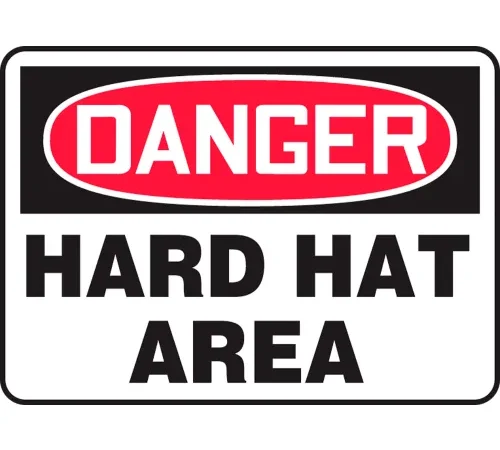AccuformNMC™ Safety Sign, Danger Hard Hat Area, 7" x 10", Aluminum