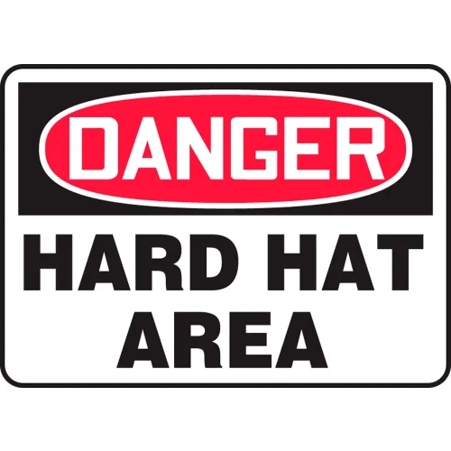 AccuformNMC Safety Sign, Danger Hard Hat Area, 7" x 10", Plastic