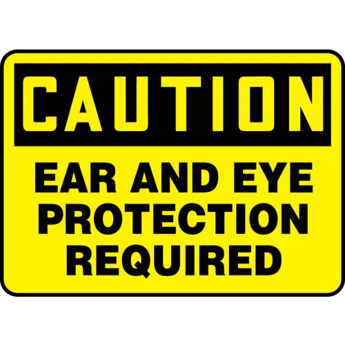 Accuform MPPA608VA Caution Sign, Ear And Eye Protection Required, 14"W x 10"H, Aluminum