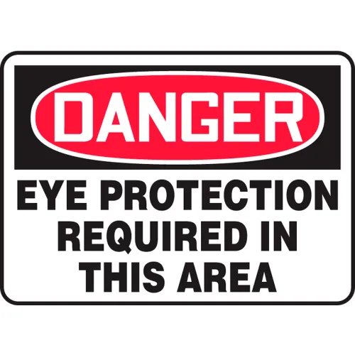 Accuform MPPE011VP Danger Sign, Eye Protection Required In This Area, 10"W x 7"H, Plastic