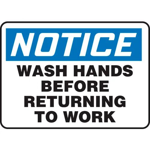 Accuform MRST812VP Notice Sign, Wash Hands Before Returning To Work, 10"W x 7"H, Plastic