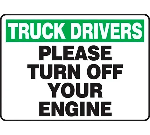 AccuformNMC Truck Drivers Please Turn Off Your Engine Sign, Plastic, 10" x 14", Black/Green/White