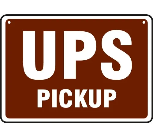 AccuformNMC UPS Pickup/UPS No Pickup Sign, Double-Sided, Aluminum, 10" x 14", Brown/Red