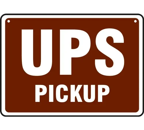 AccuformNMC UPS Pickup/UPS No Pickup Sign, Double-Sided, Plastic, 10" x 14", Brown/Red