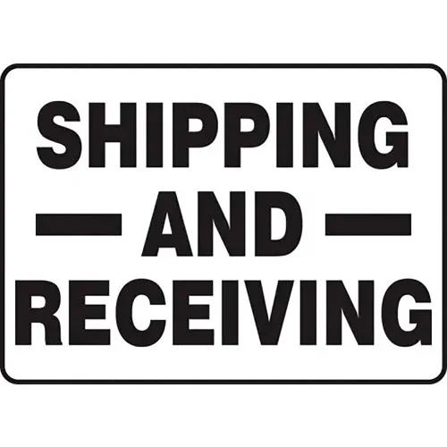 AccuformNMC Shipping-And-Receiving Delivery Location Sign, Adhesive Vinyl, 10" x 14", Black