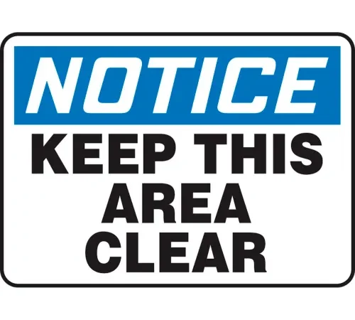 Accuform MVHR846VP Notice Sign, Keep This Area Clear, 10"W x 7"H, Plastic