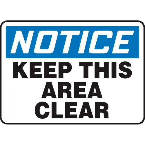 Accuform MVHR847VP Notice Sign, Keep This Area Clear, 14"W x 10"H, Plastic