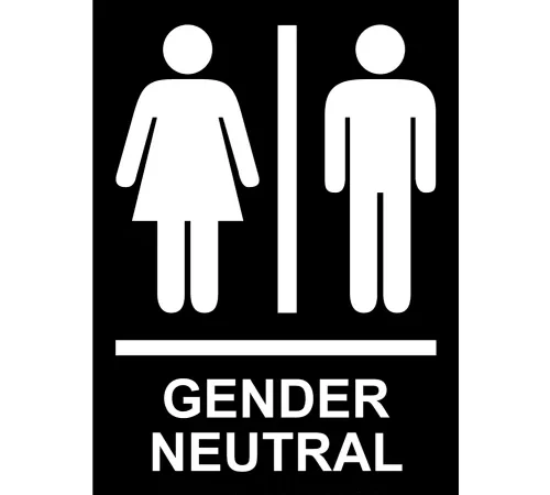 AccuformNMC" ADA Braille Sign, Gender Neutral with 2 Symbols, 6"W x 9"H, Black