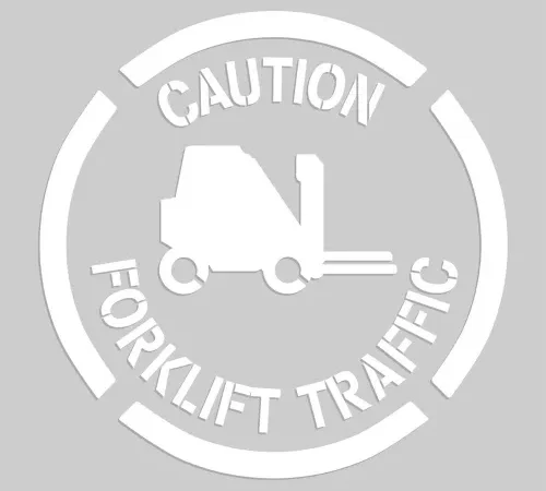 Accuform PMS266 Floor Stencil - Caution Forklift Traffic - 20" x 20"