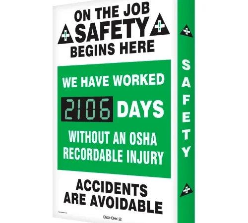 Accuform SCK116 On The Job Safety Electronic Scoreboard, 20"W x 28"H, Aluminum