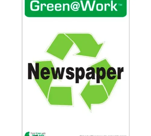 Zing Eco Label, Recycle Newspaper, 5"W x 7"H, Recycled Polystyrene Self Adhesive, Pack of 5
