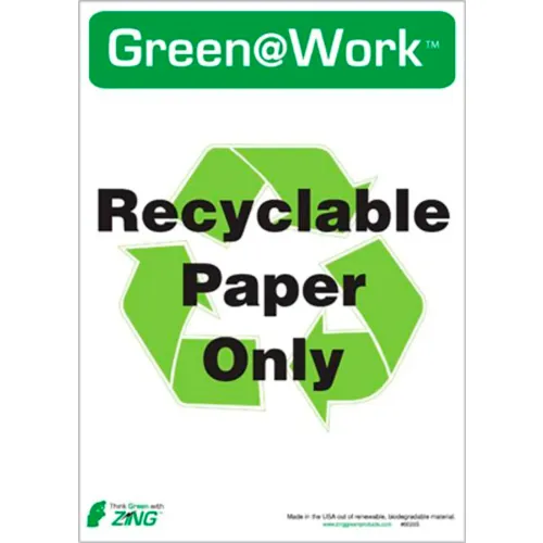 Zing Eco Label, Recycle Paper Only, 5"W x 7"H, Recycled Polystyrene Self Adhesive, Pack of 5