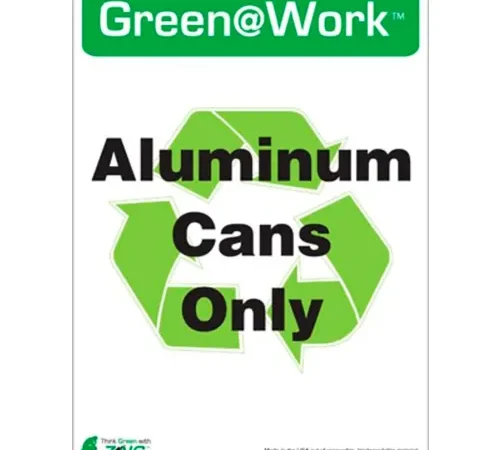 Zing Eco Label, Recycle Aluminum Cans, 5"W x 7"H, Recycled Polystyrene Self Adhesive, Pack of 5