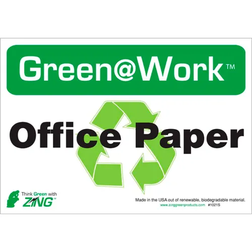 Zing Eco Label, Recycle Office Paper, 10"W x 7"H, Recycled Polystyrene Self Adhesive, Pack of 5