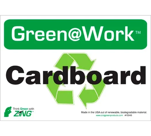 Zing Eco Label, Recycle Cardboard, 10"W x 7"H, Recycled Polystyrene Self Adhesive, Pack of 5