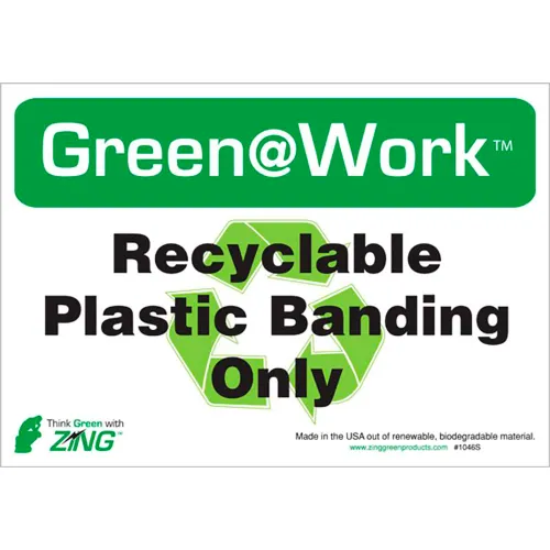 Zing Eco Label, Recycle Recycled Plastic Banding, 10"W x 7"H, Recycled Polystyrene, Pack of 5