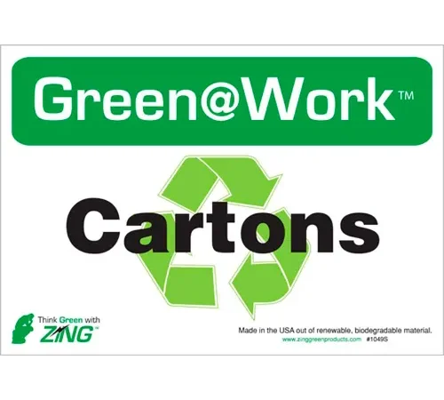 Zing Eco Label, Recycle Cartons, 10"W x 7"H, Recycled Polystyrene Self Adhesive, Pack of 5
