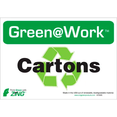 Zing Eco Label, Recycle Cartons, 10"W x 7"H, Recycled Polystyrene Self Adhesive, Pack of 5