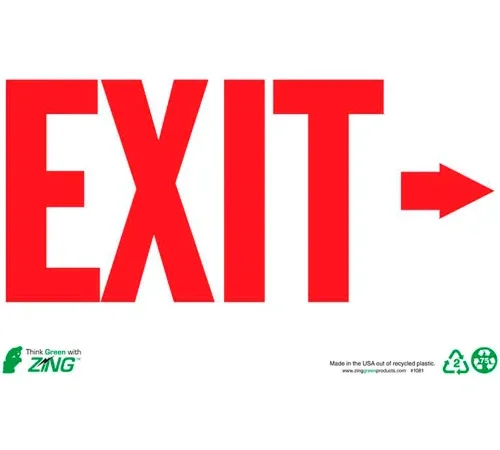 Zing Eco Safety Sign, Exit Right Arrow, 10"W x 7"H, Recycled Plastic