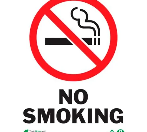 Zing Eco Safety Sign, No Smoking, 7"W x 10"H, Recycled Plastic