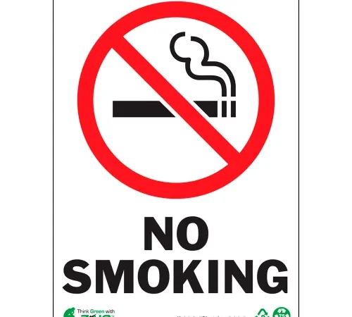 Zing Eco Safety Sign, No Smoking, 7"W x 10"H, Recycled Aluminum