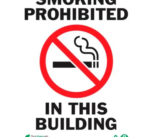 Zing Eco Safety Sign, Smoking Prohibited, 7"W x 10"H, Recycled Plastic