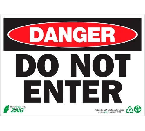 Zing Eco Safety Sign, Danger Do Not Enter, 10"W x 7"H, Recycled Aluminum
