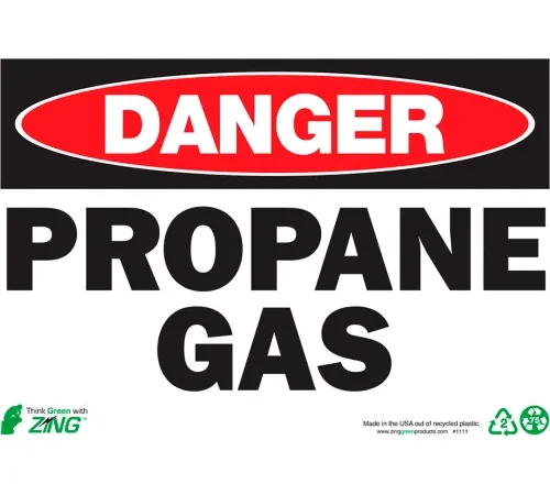 Zing Eco Safety Sign, Danger Propane Gas, 10"W x 7"H, Recycled Aluminum