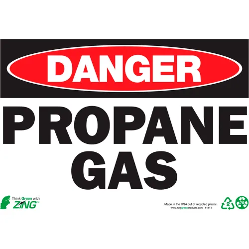 Zing Eco Safety Sign, Danger Propane Gas, 10"W x 7"H, Recycled Aluminum