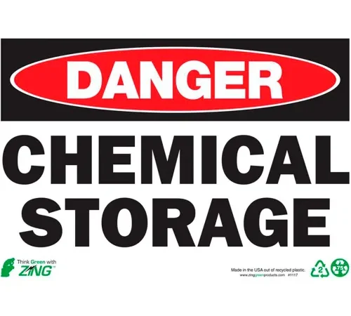 Zing Eco Safety Sign, Danger Chemical Storage, 10"W x 7"H, Recycled Plastic