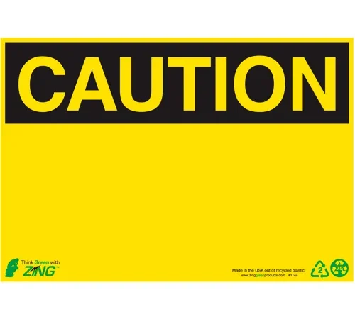 Zing Eco Safety Sign, Caution, Blank, 10"W x 7"H, Recycled Aluminum