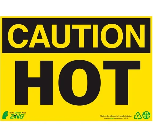Zing Eco Safety Sign, Caution Hot, 10"W x 7"H, Recycled Aluminum