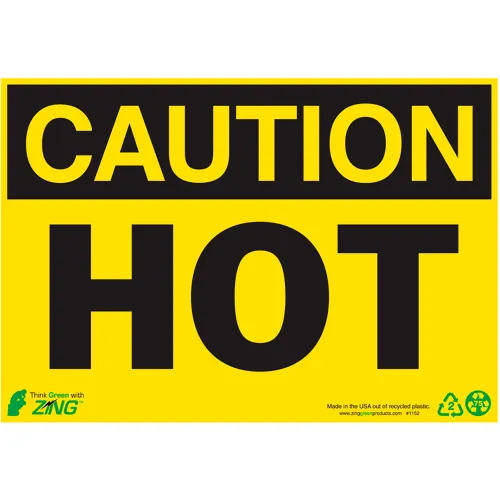 Zing Eco Safety Sign, Caution Hot, 10"W x 7"H, Recycled Aluminum
