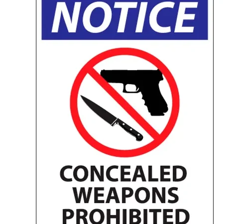 Zing Concealed Carry Label, Notice Concealed Weapons, 5"W x 7"H, Recycled Polystyrene, Pack of 2