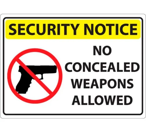 Zing Concealed Carry Label, Security Notice No..., 7"W x 5"H, Recycled Polystyrene, Pack of 2