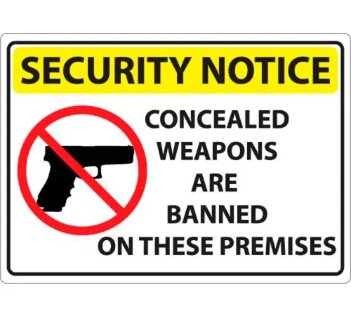 Zing Concealed Carry Label, Security Notice Concealed..., 7"W x 5"H, Recycled Polystyrene, Pack of 2