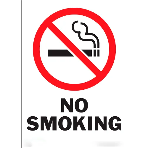 Zing No Smoking Window Decal, No Smoking with Symbol, 5"W x 7"H, Recycled Polystyrene, Pack of 2