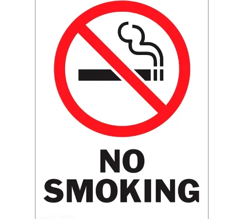 Zing No Smoking Label, No Smoking with Symbol, 5"W x 7"H, Recycled Polystyrene, Pack of 2