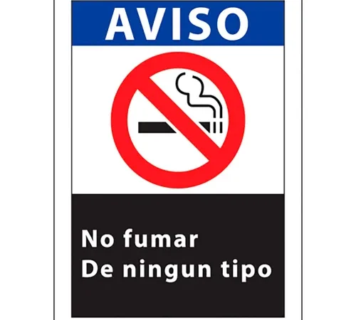 Zing No Smoking Window Decal, Aviso No Fumar, 5"W x 7"H, Recycled Polystyrene, Pack of 2